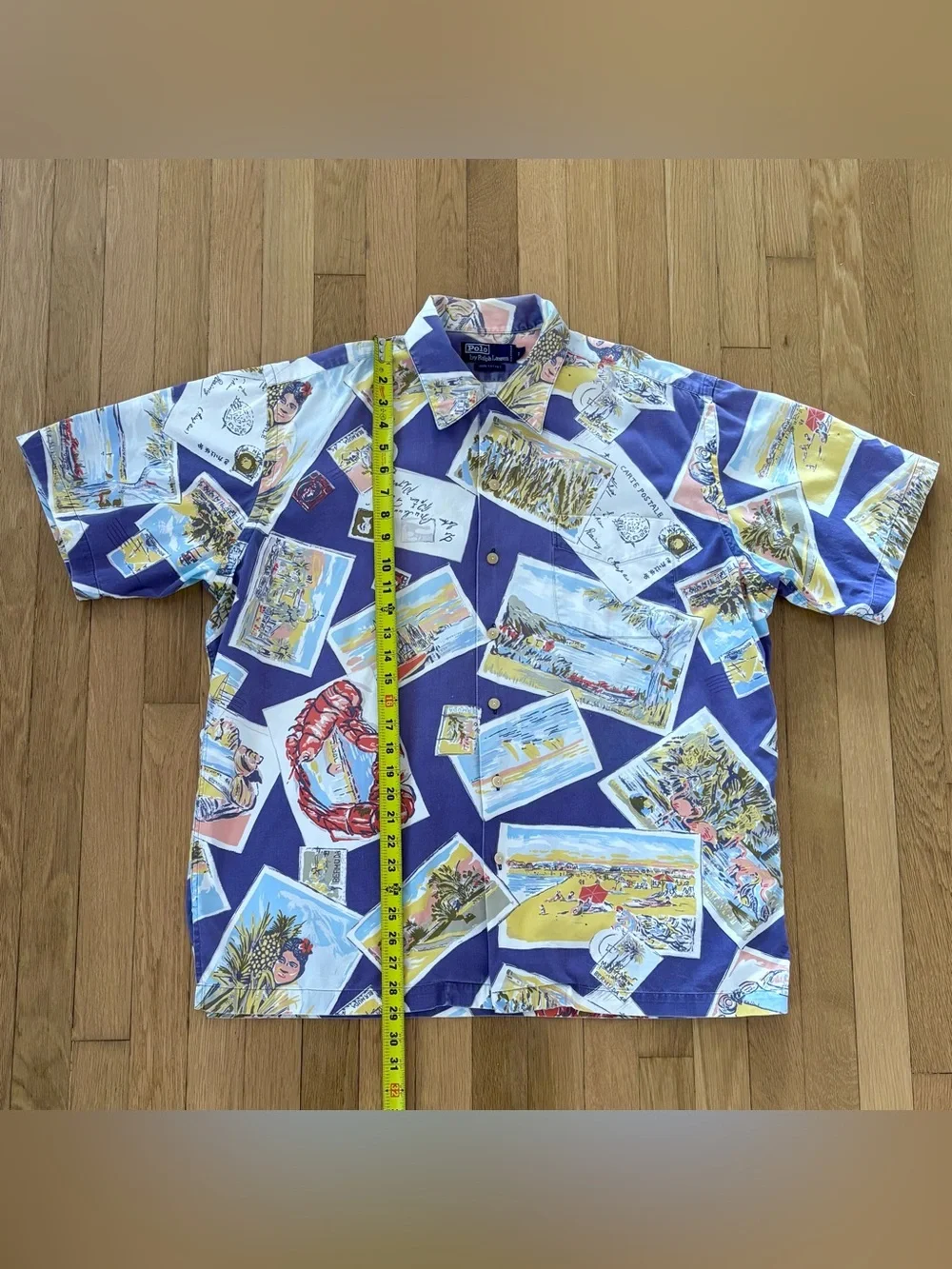 Vintage Polo Ralph Lauren Postcard Shirt 90s Lobster Bermuda Purple Beach L